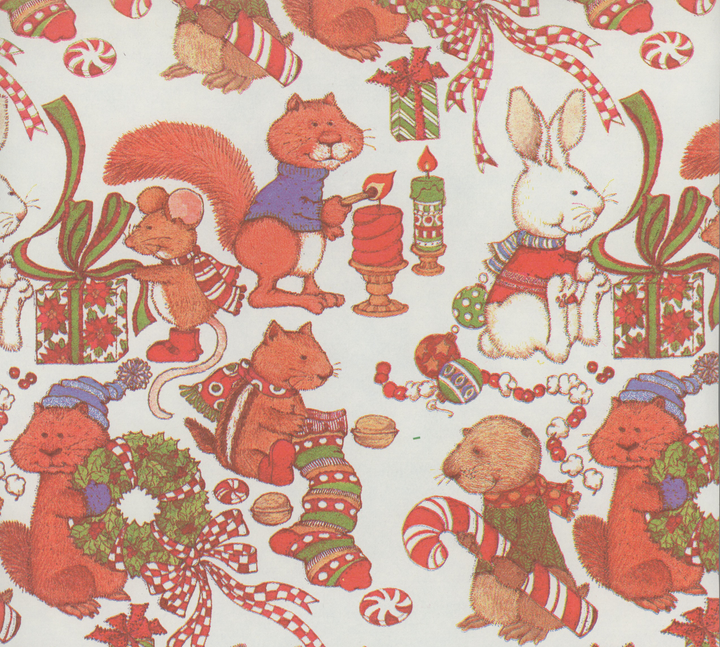 Christmas Woodland Animal Vintage Paper