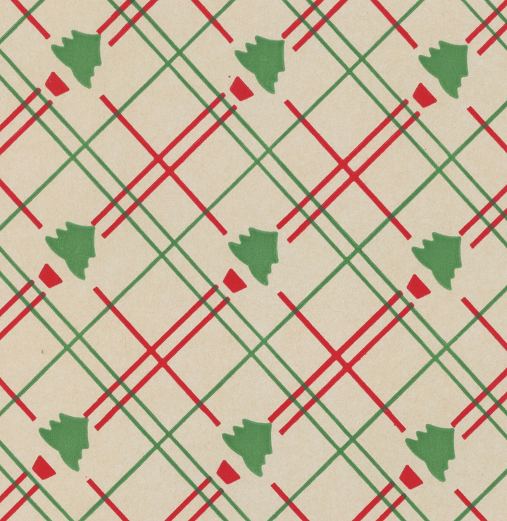 Christmas Tree Plaid Pattern Vintage Paper