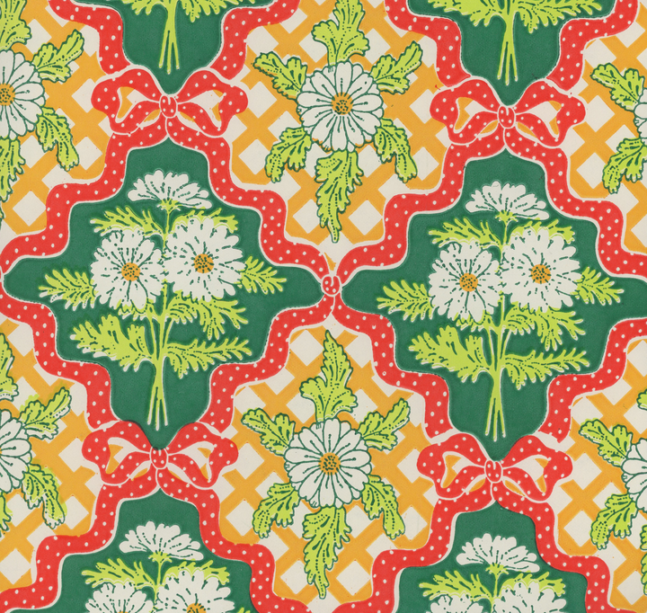 Ogee Floral Picnic Pattern Vintage Paper