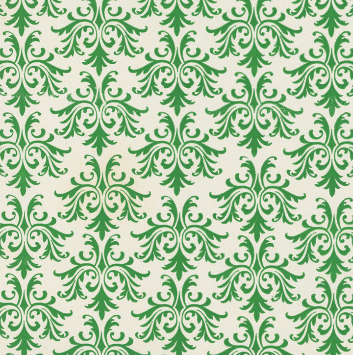 Damask Green Floral Pattern Vintage Paper