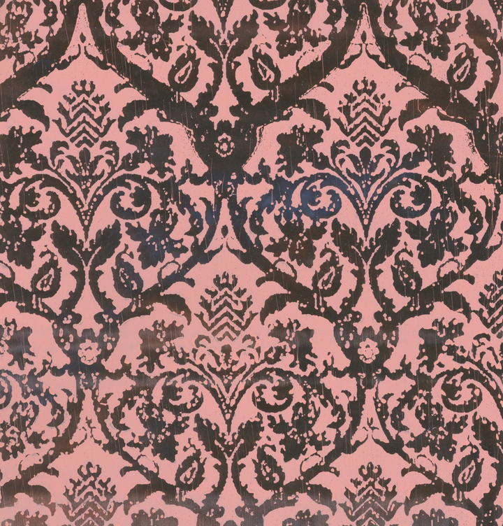 Metallic Silver and Pink Damask Vintage Paper