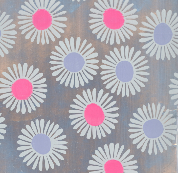 Metallic Silver Mod Daisy Vintage Paper