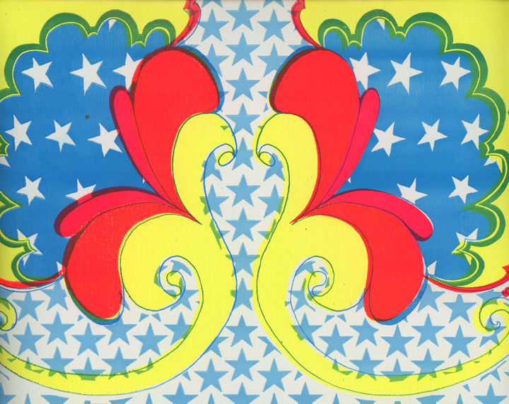 Mod Neon Patriotic Plume Patten Vintage Paper