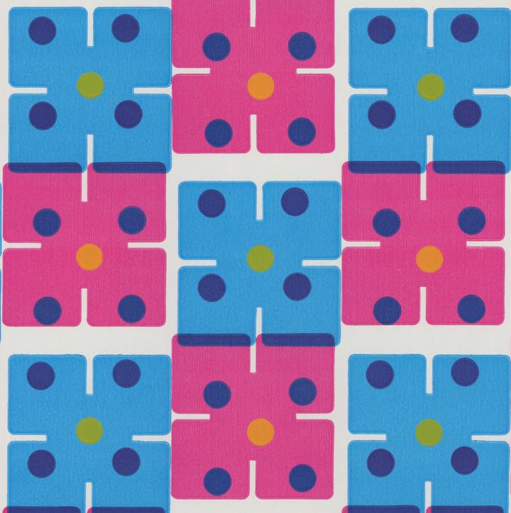 Mod Pink and Blue Graphic Vintage Paper