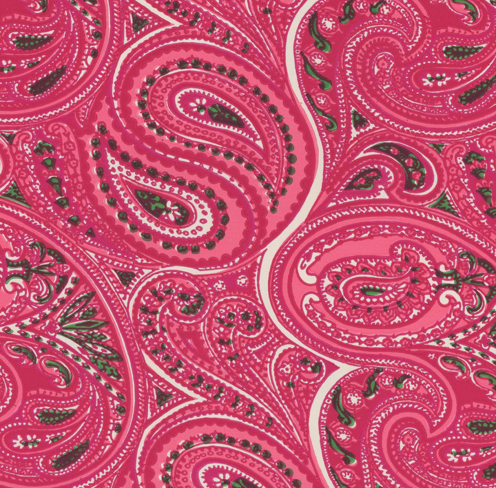 Pink with Green Paisley Vintage Paper