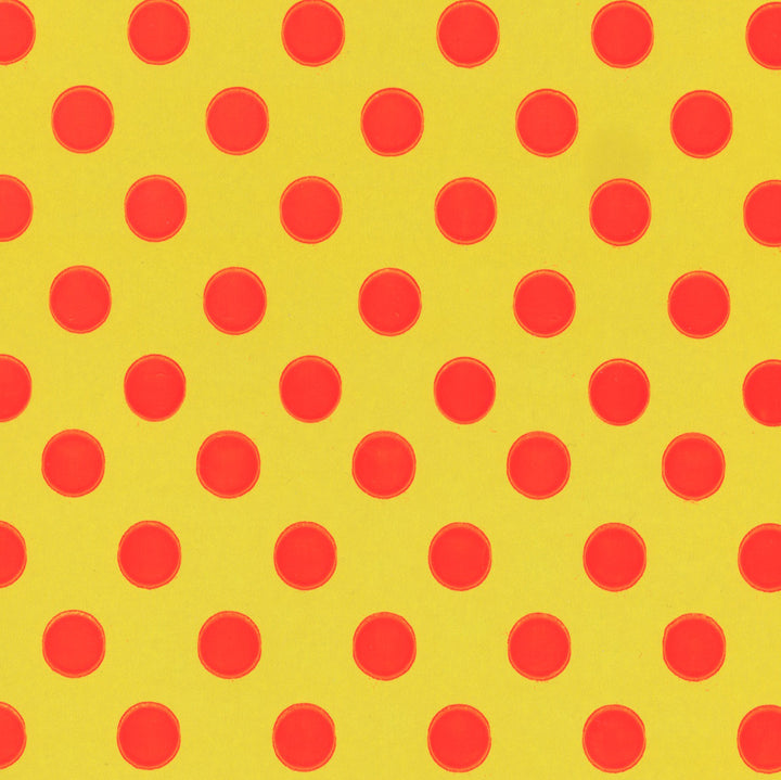 Yellow and Neon Orange Polka Dot Vintage Paper